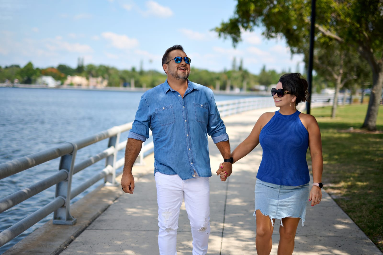 Pastor Tave and Heather Close walking together by the water